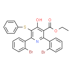ChemSpider 2D Image | Ethyl 2,6-bis(2-bromophenyl)-4-hydroxy-5-(phenylsulfanyl)nicotinate | C26H19Br2NO3S
