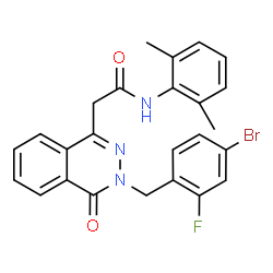 ChemSpider 2D Image | 2-[3-(4-Bromo-2-fluorobenzyl)-4-oxo-3,4-dihydro-1-phthalazinyl]-N-(2,6-dimethylphenyl)acetamide | C25H21BrFN3O2