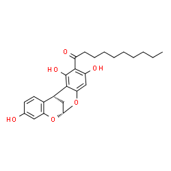 ChemSpider 2D Image | 1-[(1R,9S)-3,5,13-Trihydroxy-8,10-dioxatetracyclo[7.7.1.0~2,7~.0~11,16~]heptadeca-2,4,6,11,13,15-hexaen-4-yl]-1-decanone | C25H30O6