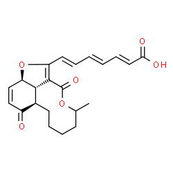 ChemSpider 2D Image | (2E,4E,6E)-7-[(9aR,12aR,12bS)-5-Methyl-3,10-dioxo-6,7,8,9,9a,10,12a,12b-octahydro-3H,5H-furo[2,3,4-mn][3]benzoxecin-2-yl]-2,4,6-heptatrienoic acid | C22H24O6