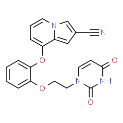 ChemSpider 2D Image | 8-{2-[2-(2,4-Dioxo-3,4-dihydro-1(2H)-pyrimidinyl)ethoxy]phenoxy}-2-indolizinecarbonitrile | C21H16N4O4