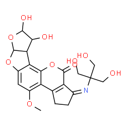 ChemSpider 2D Image | (1Z)-1-{[1,3-Dihydroxy-2-(hydroxymethyl)-2-propanyl]imino}-8,9-dihydroxy-4-methoxy-2,3,6a,8,9,9a-hexahydrocyclopenta[c]furo[3',2':4,5]furo[2,3-h]chromen-11(1H)-one | C21H23NO10
