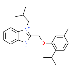ChemSpider 2D Image | 3-Isobutyl-2-[(2-isopropyl-5-methylphenoxy)methyl]-1H-3,1-benzimidazol-3-ium | C22H29N2O