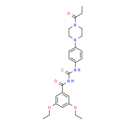 ChemSpider 2D Image | 3,5-Diethoxy-N-{[4-(4-propionyl-1-piperazinyl)phenyl]carbamothioyl}benzamide | C25H32N4O4S