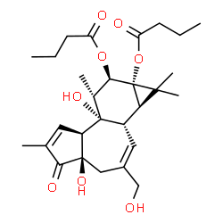 ChemSpider 2D Image | 4.beta.-Phorbol 12,13-dibutyrate | C28H40O8