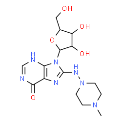 ChemSpider 2D Image | 8-[(4-Methyl-1-piperazinyl)amino]-9-pentofuranosyl-3,9-dihydro-6H-purin-6-one | C15H23N7O5