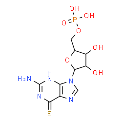 ChemSpider 2D Image | 2-Amino-9-(5-O-phosphonopentofuranosyl)-3,9-dihydro-6H-purine-6-thione | C10H14N5O7PS