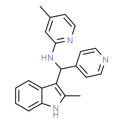 ChemSpider 2D Image | 4-Methyl-N-[(2-methyl-1H-indol-3-yl)(4-pyridinyl)methyl]-2-pyridinamine | C21H20N4
