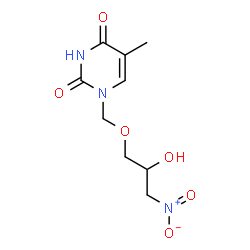 ChemSpider 2D Image | 1-[(2-Hydroxy-3-nitropropoxy)methyl]-5-methyl-2,4(1H,3H)-pyrimidinedione | C9H13N3O6