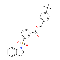 ChemSpider 2D Image | 4-(2-Methyl-2-propanyl)benzyl 3-[(2-methyl-2,3-dihydro-1H-indol-1-yl)sulfonyl]benzoate | C27H29NO4S