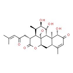ChemSpider 2D Image | (1beta,11alpha,12alpha,15beta)-1,11,12-Trihydroxy-15-(4-methyl-2-oxo-3-penten-1-yl)-11,20-epoxypicras-3-ene-2,16-dione | C26H34O8