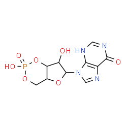 ChemSpider 2D Image | 9-(2,7-Dihydroxy-2-oxidotetrahydro-4H-furo[3,2-d][1,3,2]dioxaphosphinin-6-yl)-3,9-dihydro-6H-purin-6-one | C10H11N4O7P
