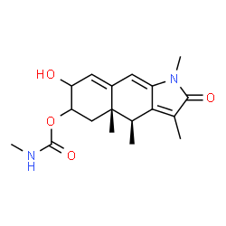 ChemSpider 2D Image | (4S,4aS)-7-Hydroxy-1,3,4,4a-tetramethyl-2-oxo-2,4,4a,5,6,7-hexahydro-1H-benzo[f]indol-6-yl methylcarbamate | C18H24N2O4