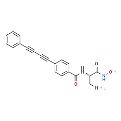ChemSpider 2D Image | N-[(2S)-3-Amino-1-(hydroxyamino)-1-oxo-2-propanyl]-4-(4-phenyl-1,3-butadiyn-1-yl)benzamide | C20H17N3O3