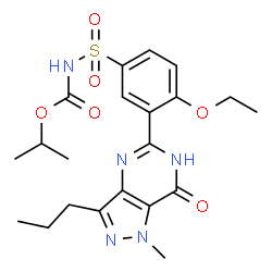 ChemSpider 2D Image | Isopropyl {[4-ethoxy-3-(1-methyl-7-oxo-3-propyl-6,7-dihydro-1H-pyrazolo[4,3-d]pyrimidin-5-yl)phenyl]sulfonyl}carbamate | C21H27N5O6S
