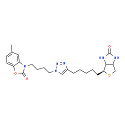 ChemSpider 2D Image | 5-Methyl-3-[4-(4-{5-[(4S)-2-oxohexahydro-1H-thieno[3,4-d]imidazol-4-yl]pentyl}-1H-1,2,3-triazol-1-yl)butyl]-1,3-benzoxazol-2(3H)-one | C24H32N6O3S
