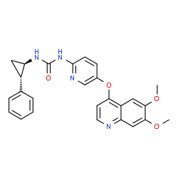 ChemSpider 2D Image | 1-{5-[(6,7-Dimethoxy-4-quinolinyl)oxy]-2-pyridinyl}-3-[(1R,2S)-2-phenylcyclopropyl]urea | C26H24N4O4