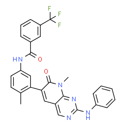 ChemSpider 2D Image | N-[3-(2-Anilino-8-methyl-7-oxo-7,8-dihydropyrido[2,3-d]pyrimidin-6-yl)-4-methylphenyl]-3-(trifluoromethyl)benzamide | C29H22F3N5O2