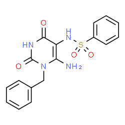 ChemSpider 2D Image | N-(6-Amino-1-benzyl-2,4-dioxo-1,2,3,4-tetrahydro-5-pyrimidinyl)benzenesulfonamide | C17H16N4O4S