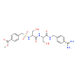 ChemSpider 2D Image | N-{[4-(Methoxycarbonyl)benzyl]sulfonyl}-D-seryl-N-(4-carbamimidoylbenzyl)-L-serinamide | C23H29N5O8S