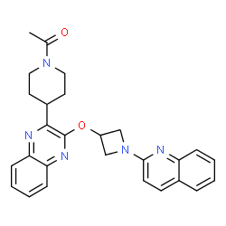 ChemSpider 2D Image | 1-[4-(3-{[1-(2-Quinolinyl)-3-azetidinyl]oxy}-2-quinoxalinyl)-1-piperidinyl]ethanone | C27H27N5O2