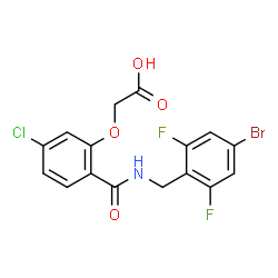 ChemSpider 2D Image | {2-[(4-Bromo-2,6-difluorobenzyl)carbamoyl]-5-chlorophenoxy}acetic acid | C16H11BrClF2NO4