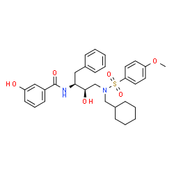 ChemSpider 2D Image | N-[(2S,3R)-4-{(Cyclohexylmethyl)[(4-methoxyphenyl)sulfonyl]amino}-3-hydroxy-1-phenyl-2-butanyl]-3-hydroxybenzamide | C31H38N2O6S