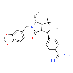 ChemSpider 2D Image | 4-[(1R,4R)-5-(1,3-Benzodioxol-5-ylmethyl)-4-ethyl-2,3,3-trimethyl-6-oxooctahydropyrrolo[3,4-c]pyrrol-1-yl]benzenecarboximidamide | C26H32N4O3