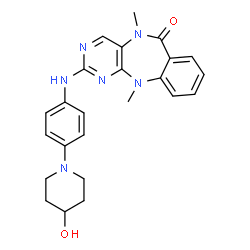 ChemSpider 2D Image | 2-[4-(4-hydroxy-1-piperidinyl)anilino]-5,11-dimethyl-6-pyrimido[4,5-b][1,4]benzodiazepinone | C24H26N6O2