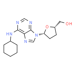 ChemSpider 2D Image | {(2S,5R)-5-[6-(Cyclohexylamino)-9H-purin-9-yl]tetrahydro-2-furanyl}methanol | C16H23N5O2