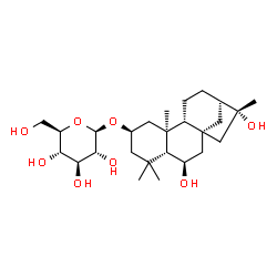 ChemSpider 2D Image | (2beta,5beta,6beta,8alpha,9beta,10alpha,16beta)-6,16-Dihydroxykauran-2-yl beta-D-glucopyranoside | C26H44O8