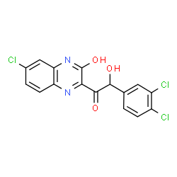 ChemSpider 2D Image | 1-(6-Chloro-3-hydroxy-2-quinoxalinyl)-2-(3,4-dichlorophenyl)-2-hydroxyethanone | C16H9Cl3N2O3