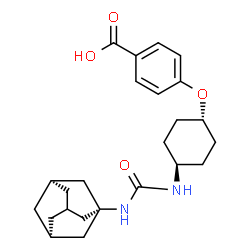 ChemSpider 2D Image | 4-[(trans-4-{[(1s,3R,5S)-Adamantan-1-ylcarbamoyl]amino}cyclohexyl)oxy]benzoic acid | C24H32N2O4