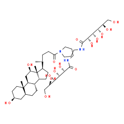 ChemSpider 2D Image | N,N'-[({4-[(3S,9S,12R,13R,17R)-3,12-Dihydroxy-10,13-dimethylhexadecahydro-1H-cyclopenta[a]phenanthren-17-yl]pentanoyl}imino)di-3,1-propanediyl]bis(2,3,4,5,6-pentahydroxyhexanamide) (non-preferred name
) | C42H75N3O15
