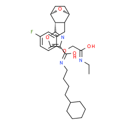 ChemSpider 2D Image | N-(4-Cyclohexylbutyl)-2-[(1R,2S,4S)-3-(2-{[(2Z)-2-(ethylimino)-2-hydroxyethyl]oxy}-5-fluorobenzyl)-7-oxabicyclo[2.2.1]hept-2-yl]-1,3-oxazole-4-carboximidic acid | C31H42FN3O5