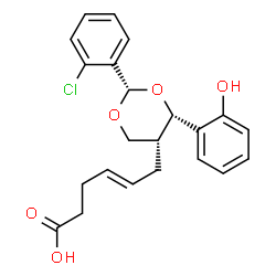ChemSpider 2D Image | (4E)-6-[(2S,4S,5R)-2-(2-Chlorophenyl)-4-(2-hydroxyphenyl)-1,3-dioxan-5-yl]-4-hexenoic acid | C22H23ClO5