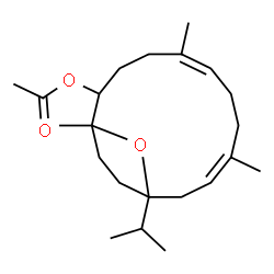 ChemSpider 2D Image | (5Z,9Z)-12-Isopropyl-1,5,9-trimethyl-15-oxabicyclo[10.2.1]pentadeca-5,9-dien-2-yl acetate | C22H36O3
