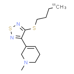 ChemSpider 2D Image | 5-{4-[(4-~11~C)Butylsulfanyl]-1,2,5-thiadiazol-3-yl}-1-methyl-1,2,3,6-tetrahydropyridine | C1111CH19N3S2