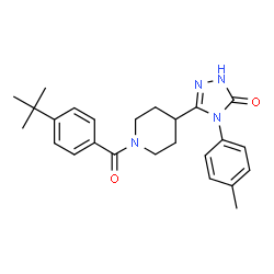 ChemSpider 2D Image | 4-(4-Methylphenyl)-5-{1-[4-(2-methyl-2-propanyl)benzoyl]-4-piperidinyl}-2,4-dihydro-3H-1,2,4-triazol-3-one | C25H30N4O2