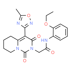 ChemSpider 2D Image | N-(2-Ethoxyphenyl)-2-[4-(5-methyl-1,2,4-oxadiazol-3-yl)-1,3-dioxo-5,6,7,8-tetrahydro-1H-pyrido[1,2-c]pyrimidin-2(3H)-yl]acetamide | C21H23N5O5