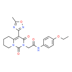 ChemSpider 2D Image | N-(4-Ethoxyphenyl)-2-[4-(5-methyl-1,2,4-oxadiazol-3-yl)-1,3-dioxo-5,6,7,8-tetrahydro-1H-pyrido[1,2-c]pyrimidin-2(3H)-yl]acetamide | C21H23N5O5