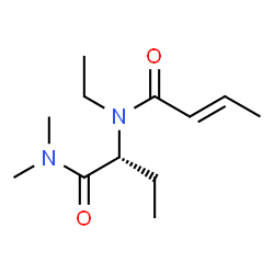 ChemSpider 2D Image | (2E)-N-[(2R)-1-(Dimethylamino)-1-oxo-2-butanyl]-N-ethyl-2-butenamide | C12H22N2O2
