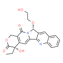 ChemSpider 2D Image | (4S,12R)-4-Ethyl-4-hydroxy-12-(2-hydroxyethoxy)-1H-pyrano[3',4':6,7]indolizino[1,2-b]quinoline-3,14(4H,12H)-dione | C22H20N2O6