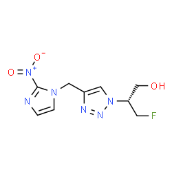 ChemSpider 2D Image | (2R)-3-Fluoro-2-{4-[(2-nitro-1H-imidazol-1-yl)methyl]-1H-1,2,3-triazol-1-yl}-1-propanol | C9H11FN6O3