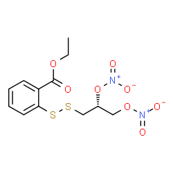 ChemSpider 2D Image | Ethyl 2-{[(2R)-2,3-bis(nitrooxy)propyl]disulfanyl}benzoate | C12H14N2O8S2