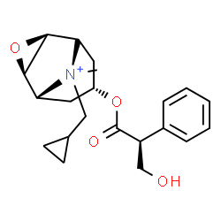 ChemSpider 2D Image | (1R,2R,4S,5R,7S,9R)-9-(Cyclopropylmethyl)-7-{[(2S)-3-hydroxy-2-phenylpropanoyl]oxy}-9-methyl-3-oxa-9-azoniatricyclo[3.3.1.0~2,4~]nonane | C21H28NO4