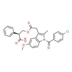 ChemSpider 2D Image | (2S)-3-{2-[1-(4-Chlorobenzoyl)-5-methoxy-2-methyl-1H-indol-3-yl]acetoxy}-2-phenylpropanoic acid | C28H24ClNO6
