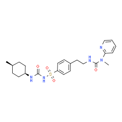 ChemSpider 2D Image | N-[(cis-4-Methylcyclohexyl)carbamoyl]-4-(2-{[methyl(2-pyridinyl)carbamoyl]amino}ethyl)benzenesulfonamide | C23H31N5O4S