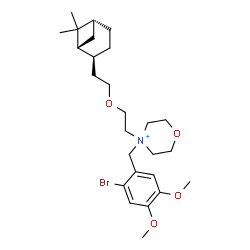 ChemSpider 2D Image | 4-(2-Bromo-4,5-dimethoxybenzyl)-4-(2-{2-[(1R,2S,5R)-6,6-dimethylbicyclo[3.1.1]hept-2-yl]ethoxy}ethyl)morpholin-4-ium | C26H41BrNO4
