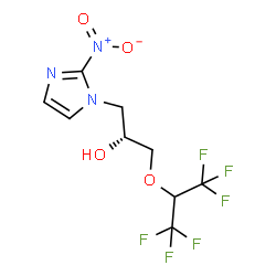 ChemSpider 2D Image | (2R)-1-[(1,1,1,3,3,3-Hexafluoro-2-propanyl)oxy]-3-(2-nitro-1H-imidazol-1-yl)-2-propanol | C9H9F6N3O4